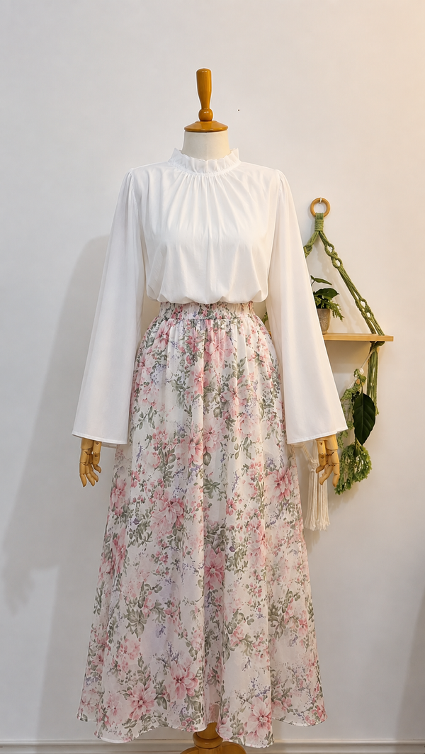 طقم قميص وتنورة ماكسي مزهرة — Floréa yourswomanswear