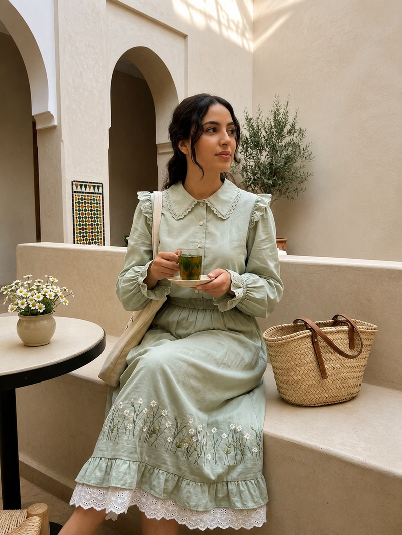 طقم نسائي أنيق: قميص وتنورة مطرزة بالزهور yourswomanswear