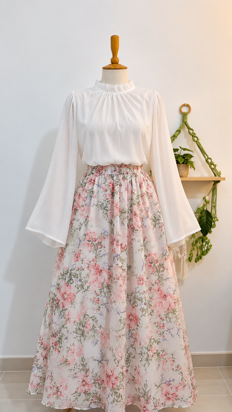 طقم قميص وتنورة ماكسي مزهرة — Floréa yourswomanswear