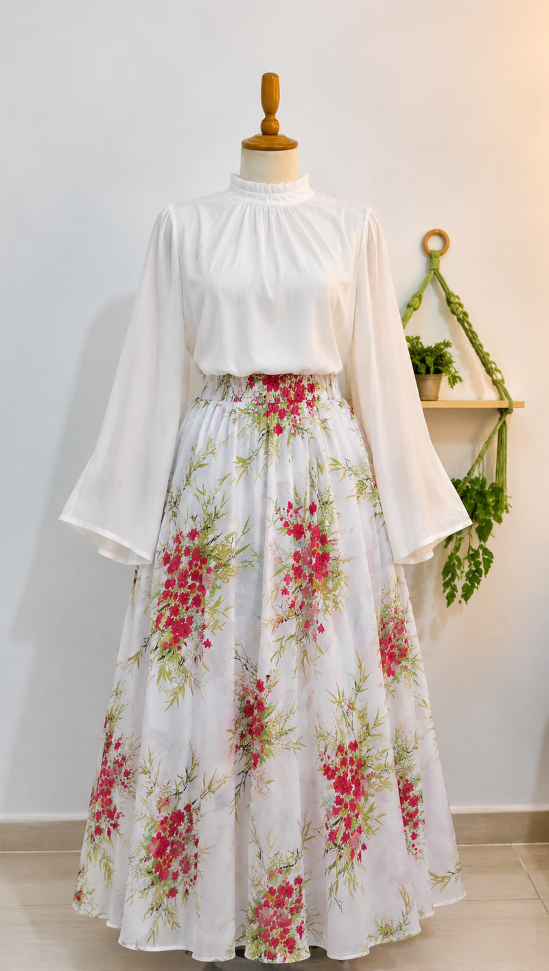 طقم قميص وتنورة ماكسي مزهرة — Floréa yourswomanswear