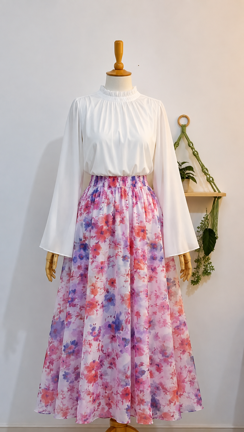 طقم قميص وتنورة ماكسي مزهرة — Floréa yourswomanswear