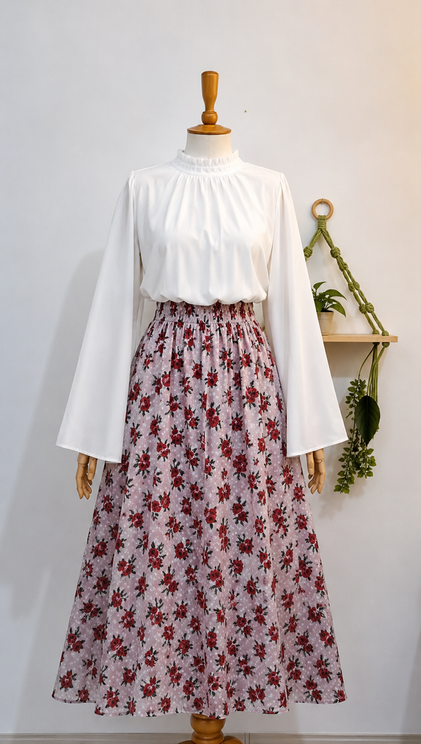طقم قميص وتنورة ماكسي مزهرة — Floréa yourswomanswear