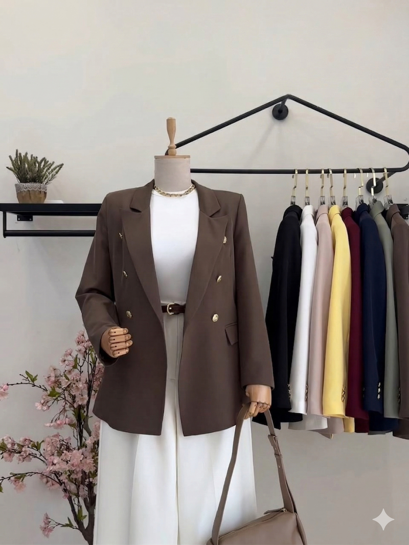 بليزر "إيلارا" المحتشم بقصة مفتوحة وتصميم راقٍ للتنسيق اليومي - أزياء نسائية فاخرة ومحتشمة بالمغرب