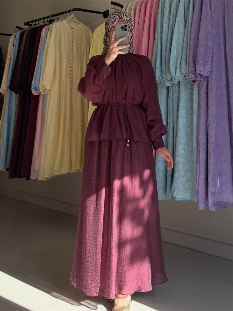طقم ماكسي منسدل بتصميم كلاسيكي هادئ yourswomanswear