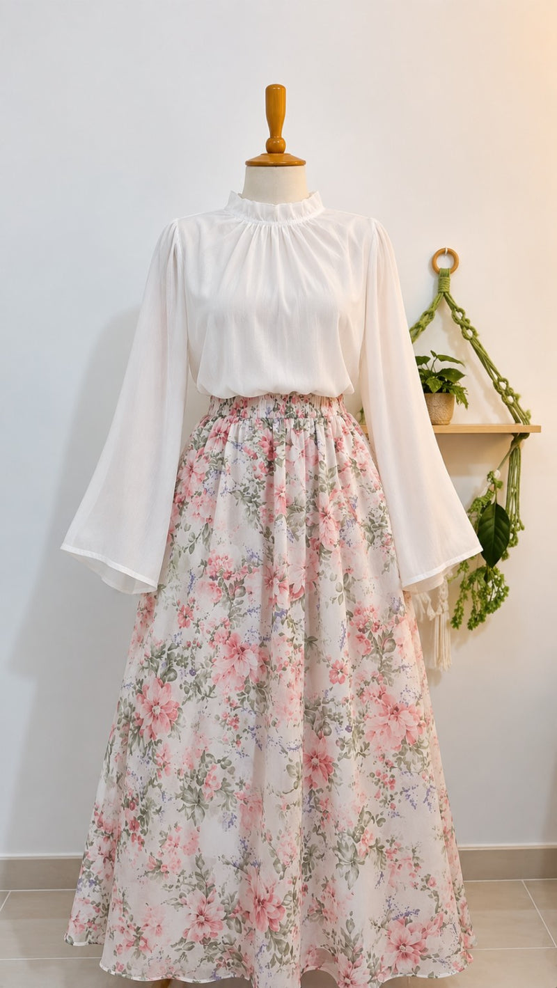 طقم قميص وتنورة ماكسي مزهرة — Floréa yourswomanswear