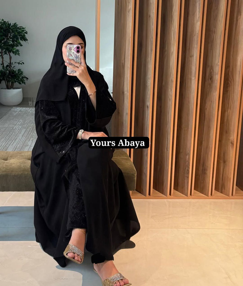 عباءة "ستارلايت" اللامعة بقماش شيمر فاخر وإطلالة مسائية ساحرة - أزياء نسائية فاخرة ومحتشمة بالمغرب