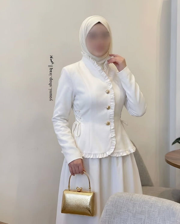 بدلة "رويال" النسائية الفاخرة بقصة بيبلوم مححدد للخصر وبنطال واسع - أزياء نسائية فاخرة ومحتشمة بالمغرب
