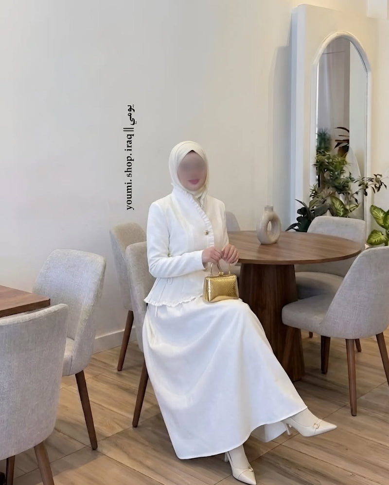 بدلة "رويال" النسائية الفاخرة بقصة بيبلوم مححدد للخصر وبنطال واسع - أزياء نسائية فاخرة ومحتشمة بالمغرب