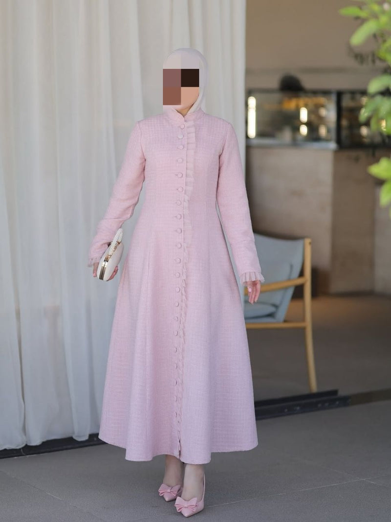 فستان "روزوود" ماكسي محتشم بظهر كورسيه قابل للتعديل وقصة ملكية - أزياء نسائية فاخرة ومحتشمة بالمغرب